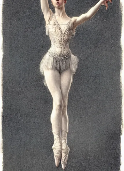 Image similar to a beautifull intricate pencil painting of a dancing ballerina, reflexions, verry high details by william turner art, greg rutkowski and alphonse mucha, trending on artstation, very very detailed, masterpiece, muted colors