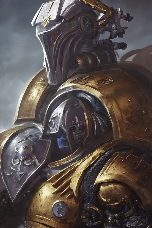 Image similar to armor portrait heros warhammer 4 0 k horus heresy fanart - the primarchs emperor by johannes helgeson animated with vfx concept artist & illustrator global illumination ray tracing hdr fanart arstation zbrush central hardmesh 8 k octane renderer comics stylized