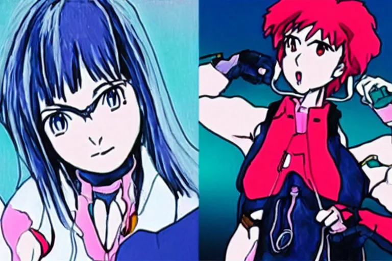 Prompt: Bjork in Neon Genesis Evangelion, anime