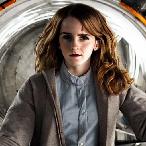 Image similar to photo of Emma Watson as Hermione Granger drving a roving vehicle for mars exploration, industrial design.