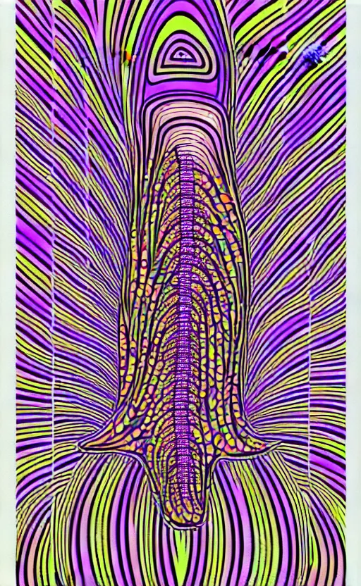 Prompt: trippy psychedelic mushrooms illustration vector art by alex grey
