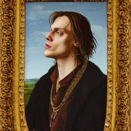 Image similar to renaissance portait of jamie campbell bower, detailed