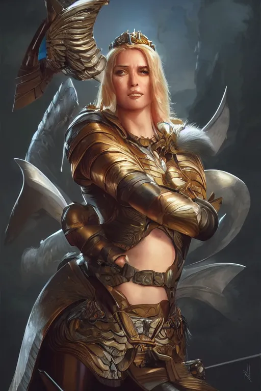 Image similar to amazon valkyrie athena, d & d, fantasy, portrait, highly detailed, headshot, digital painting, trending on artstation, concept art, sharp focus, illustration, art by artgerm and greg rutkowski and magali villeneuve