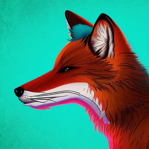 Prompt: digital fox, retrowave palette, digital world, highly detailed, anatomically correct vulpine, synth feel, fluffy face, ear floof, flowing fur, soft breeze, super realism, accurate animal imagery, 4 k digital art