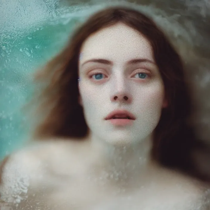 Image similar to Kodak Portra 400, 8K,ARTSTATION, CarolineGariba, soft light, volumetric lighting, highly detailed, britt marling style 3/4 ,portrait photo Close-up portrait photography of a beautiful woman how pre-Raphaelites, the face emerges from Pamukkale, thermal waters flowing down white travertine terraces, inspired by Ophelia paint ,and hair are intricate with highly detailed realistic beautiful flowers , Realistic, Refined, Highly Detailed, interstellar outdoor soft pastel lighting colors scheme, outdoor fine art photography, Hyper realistic, photo realistic