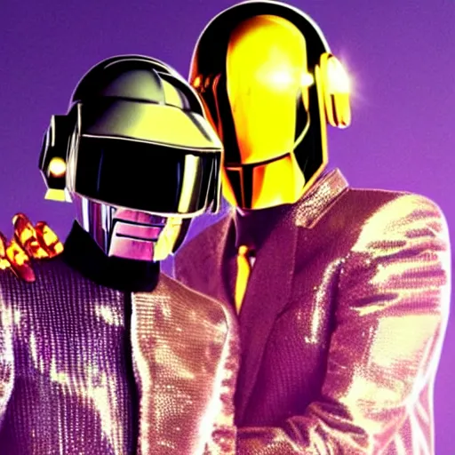 Image similar to photograph of Daft Punk ascending from Heaven to bestow humanity their new album