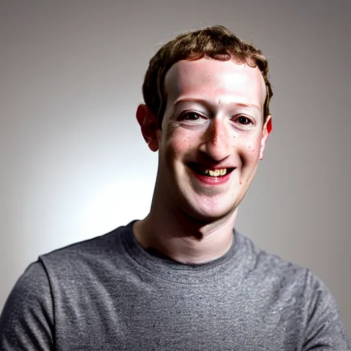 Image similar to Photography of Hairless Smiling Mark Zuckerberg
