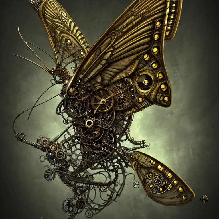 Image similar to steampunk cybernetic biomechanical old world swallowtail with wings, 3 d model, very coherent symmetrical artwork, unreal engine realistic render, 8 k, micro detail, intricate, elegant, highly detailed, centered, digital painting, artstation, smooth, sharp focus, illustration, artgerm, tomasz alen kopera, wlop