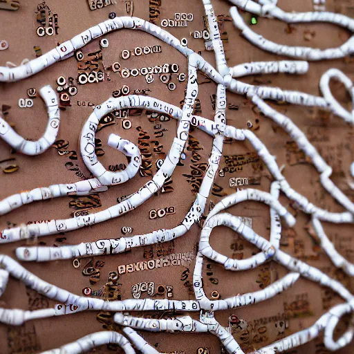 Image similar to rna emerging in large language model artificial intelligence. canon 5 d 5 0 mm lens. intricate papier - mache