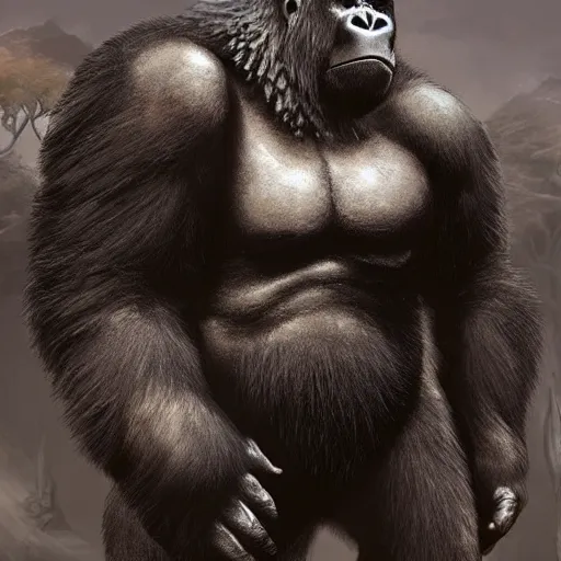 Prompt: a gorilla knight , fantasy art, detailed, realistic, cinematic