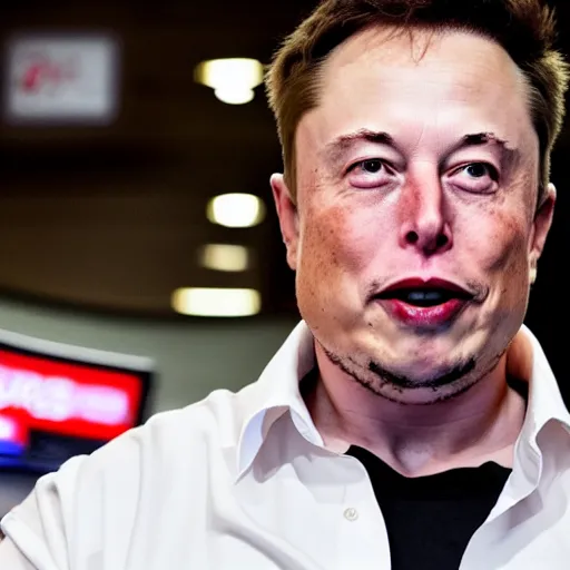 Image similar to elon musk working at burger king, elon musk working the register at a fast food restaurant