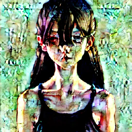 Image similar to richly detailed color  illustration of a dainty pretty young woman wearing a tank top, 'Southern Death Cult' is the theme, very soft shadowing, smooth textures, large scale image. art by Range Murata.