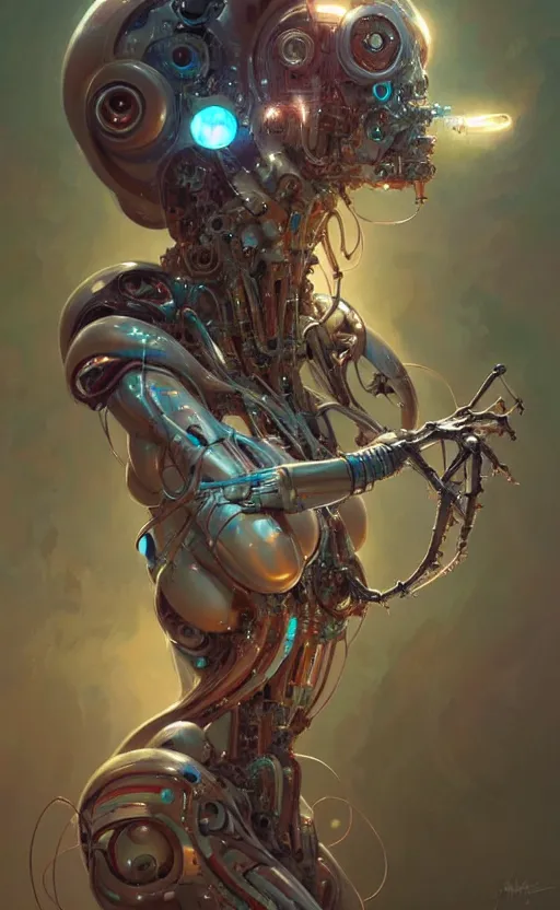 Image similar to Cyborg biomechanical jellyfish mantis, sci-fi, highly detailed, digital painting, artstation, concept art, smooth, sharp focus, illustration, art by artgerm and greg rutkowski and alphonse mucha