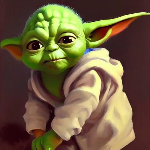 Image similar to greg manchess portrait painting of grogu aka baby - yoda as overwatch character, medium shot, asymmetrical, profile picture, organic painting, sunny day, matte painting, bold shapes, hard edges, street art, trending on artstation, by huang guangjian and gil elvgren and sachin teng