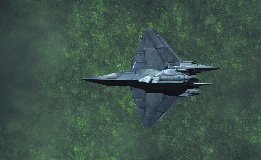 Image similar to photo of sci - fi fighter landing on jungle complex, ultra detailed, movie frame, cinematical composition, 4 k, breaking bad
