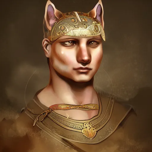 Prompt: illustration of the roman emperor augustus neko man half cat, character design, art station, epic, elegant, masterpiece of dan luvisi