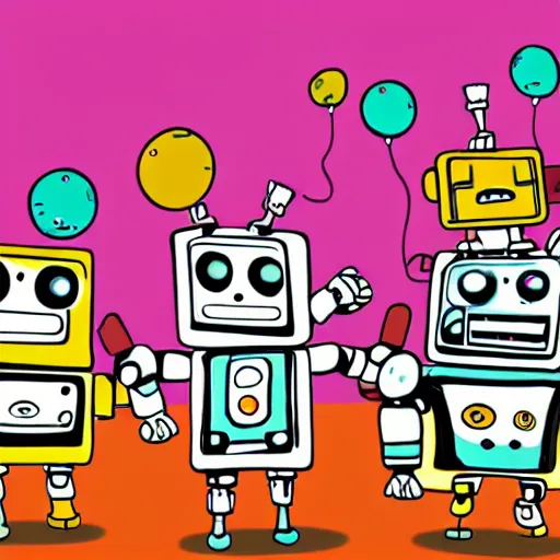 Image similar to cute robots partying