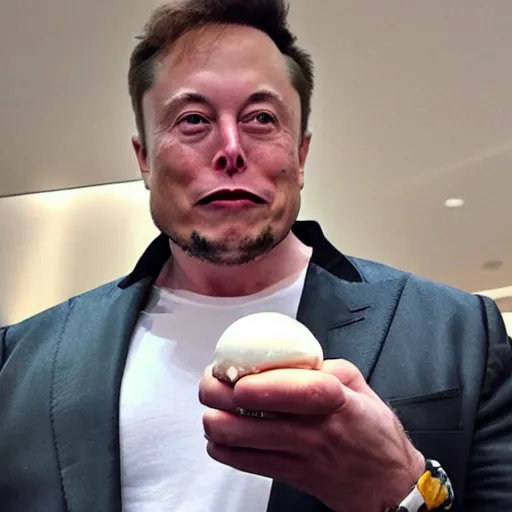 Image similar to elon musk eating a miniature version of himself