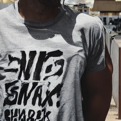 Image similar to man wearing a tshirt with the word'swag ', detailed photo