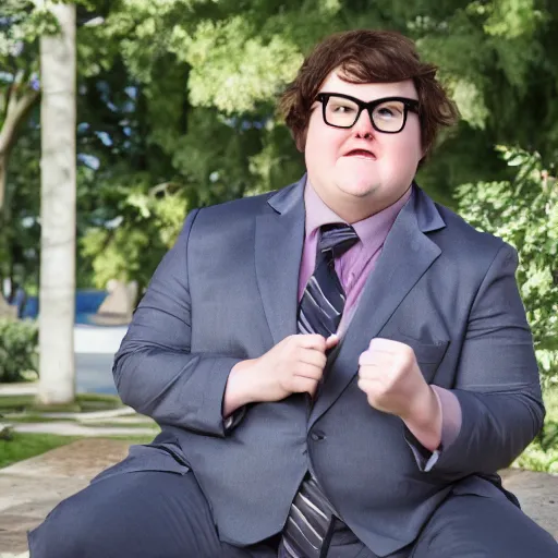 Image similar to clark duke pretending to be brian baumgartner