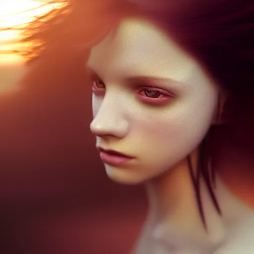 Image similar to photographic portrait of a stunningly beautiful emo female in soft dreamy light at sunset, contemporary fashion shoot, by edward robert hughes, annie leibovitz and steve mccurry, david lazar, jimmy nelsson, breathtaking, 8 k resolution, extremely detailed, beautiful, establishing shot, artistic, hyperrealistic, beautiful face, octane render