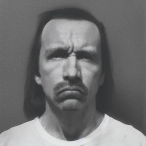 Prompt: mugshot of the devil, 1984