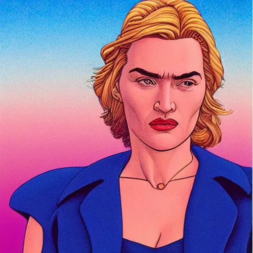 Image similar to “ kate winslet retro minimalist portrait by jean giraud, moebius starwatcher comic, 8 k ”