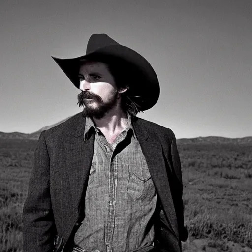 Image similar to christian bale, full length portrait, american west, cowboys