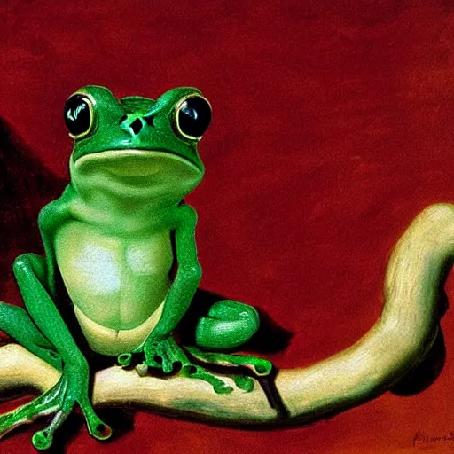 Image similar to The best painting of a frog of all time, by Michelangelo