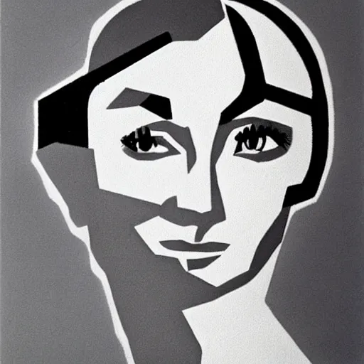 Image similar to realistic cubist audrey hepburn