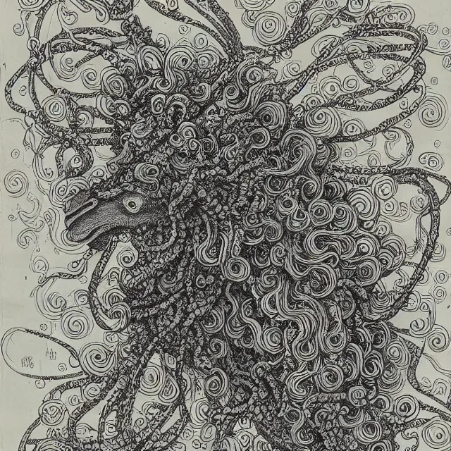 Prompt: llama with dreadlocks, otomo katsuhiro, ernst haeckel, james jean