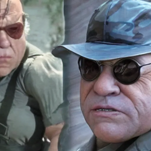 Prompt: danny devito as solid snake from metal gear solid