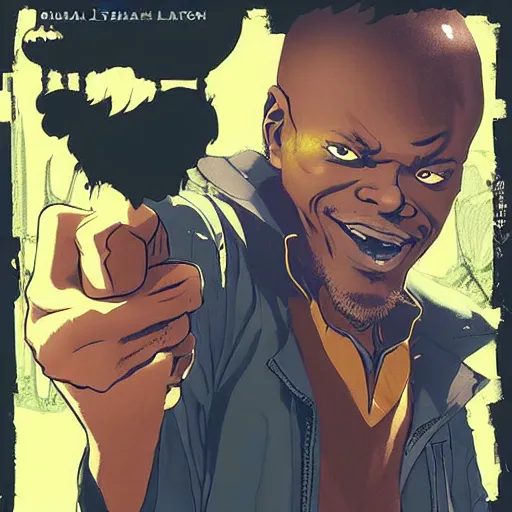 Prompt: Album Art for Char Zulu, \'Samuel L Jackson as L from Deathnote\', psx, 3d shapes, Video Games, marijuana, smoke, by Range Murata, by Sachin Teng, Trending on artstation