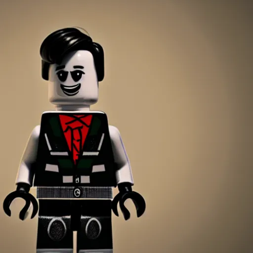 Image similar to marilyn manson with body of lego toy, lego movie still, realistic 3 d render, 8 k