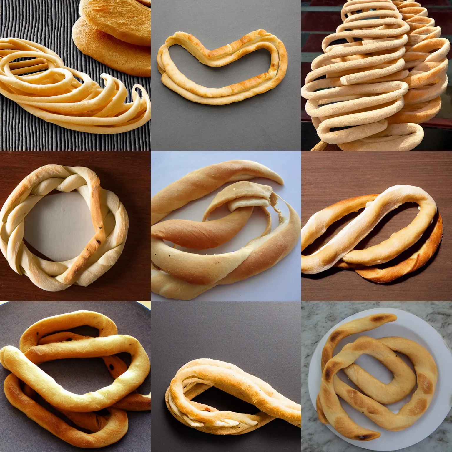 Prompt: mobius strip made of breadsticks