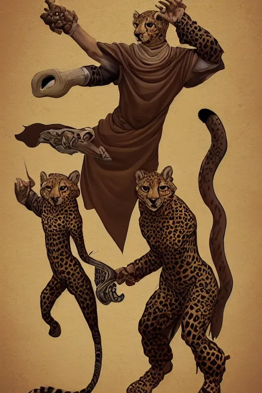 Image similar to Humanoid Cheetah, Animal face, D&D, Tabaxi Monk, Plain Monk-like robe attire, fantasy setting