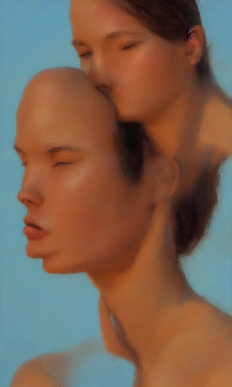 Image similar to a face portrait of a beautiful girl enjoying the warm sunlight, cuban setting, close - shot, symmetrical face, warm colors, soft lighting, atmospheric, cinematic, moody, in the style of diego koi, gina heyer, luiz escanuela, art by alyssa monk, hyperrealism, rule of thirds, golden ratio, oil on canvas, 8 k