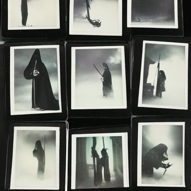 Prompt: polaroids of grim reaper