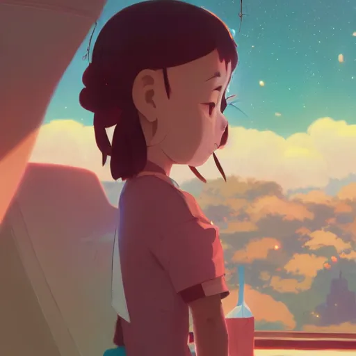 Image similar to enjoying the holidays, detailed, cory loftis, james gilleard, atey ghailan, makoto shinkai, goro fujita, studio ghibli, rim light, exquisite lighting, clear focus, very coherent, plain background