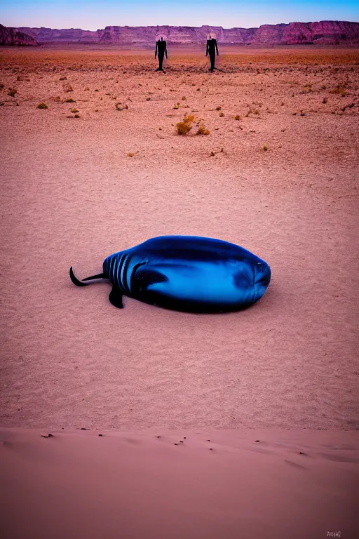 Image similar to 🐋🤖🦕👽🐳 in desert, photography by bussiere rutkowski andreas roch, 1 6 k