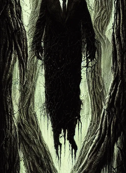 Image similar to highly detailed horror movie poster with angry creepy keanu reeves as a tree, keanu reeves faces in the bark of many trees sentient leafy catastrophe by greg rutkowski, masterpiece, really funny, 1 0 / 1 0 creepy