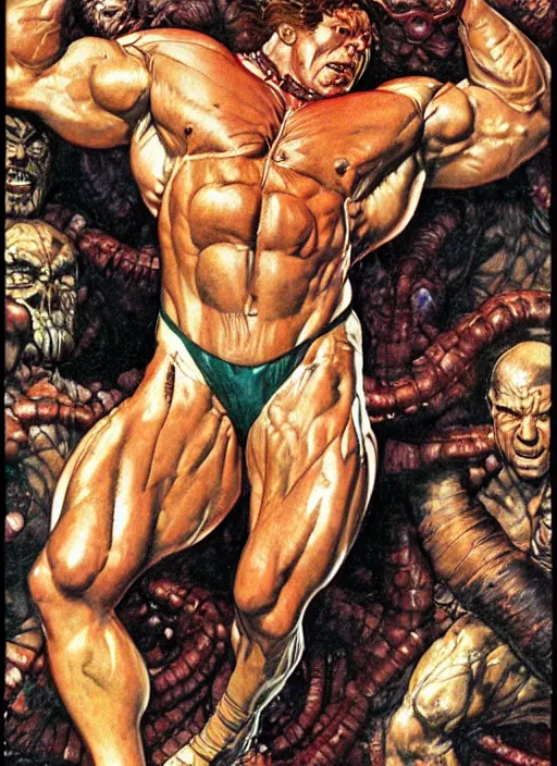 Image similar to portrait of muscular morgan aste as marvel's the thing, dynamic, by norman rockwell and lawrence alma tadema and jack kirby and greg staples and nc wyeth and tom lovell