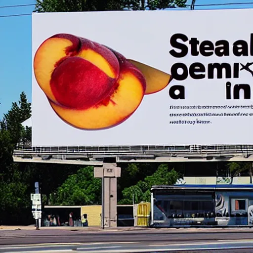 Prompt: a gigantic billboard that reads “STOP MAKING PEACH DEMONS”