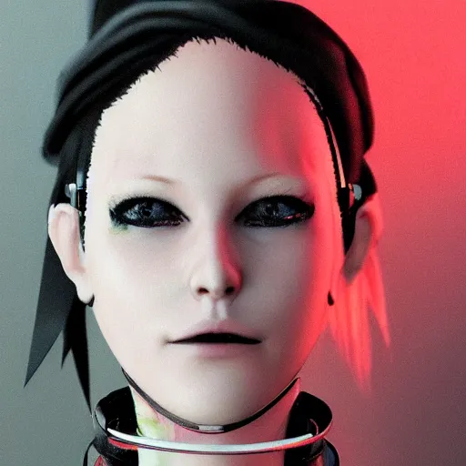 Prompt: detailed realistic female character cyberpunk wearing thick steel collar around neck, realistic, art, beautiful, 4K, collar, choker, collar around neck, punk, artstation, detailed, female, woman, choker, cyberpunk, neon, punk, collar, choker, collar around neck, thick collar, choker around neck, wearing choker, wearing collar, face, detailed face, neon makeup,