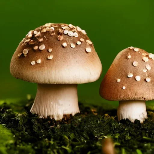 Prompt: tiny emma watson living under a mushroom. macro photography.