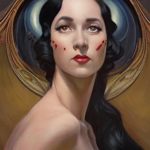 Image similar to a streamline moderne, art nouveau, multi - ethnic and multi - racial portrait in the style of charlie bowater, and in the style of donato giancola, and in the style of charles dulac. clear, expressive, very large eyes. symmetry, ultrasharp focus, dramatic lighting, photorealistic digital painting, intricate, elegant, highly detailed, centered background.