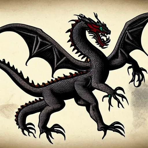 Image similar to Taxonomy art of a real dragon
