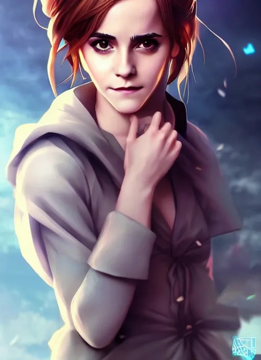 Prompt: Emma watson as an anime character digital illustration portrait design by Ross Tran, artgerm detailed, soft lighting