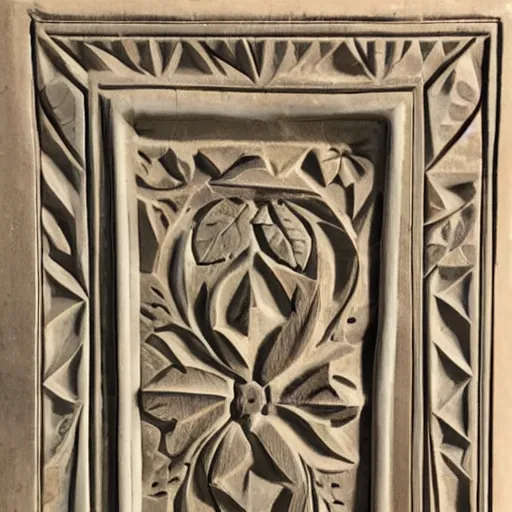 Prompt: carved soapstone relief paneling