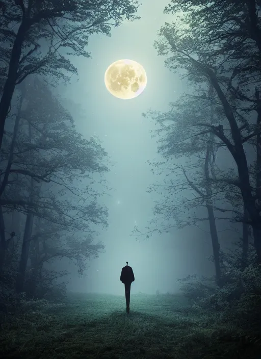 Image similar to thriller book cover of a forest with moon, realistic concept, unsplash photography, shutterstock, getty images, highly detailed digital art, artstation